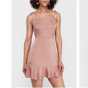 Express Tie Shoulder Ruffle Hem Fit & Flare Dress